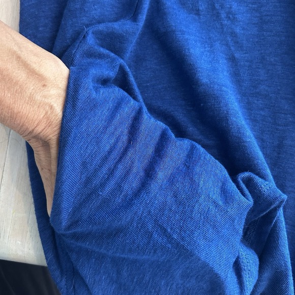 Habitat Linen Tunic Sz S Blue Lagenlook Lightweight Blouse Boatneck 3/4 Sleeves - Picture 9 of 13